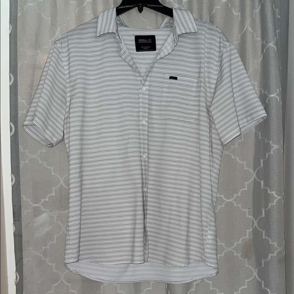 O’Neill White and Gray Casual Button Down Shirt